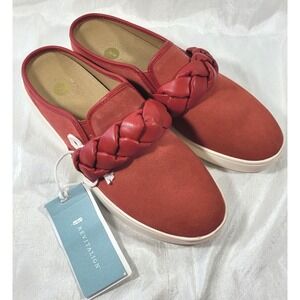 Revitalign Women's Suede Barbados Hanna Braid Slip-on Mule Slide Shoes - Red 10
